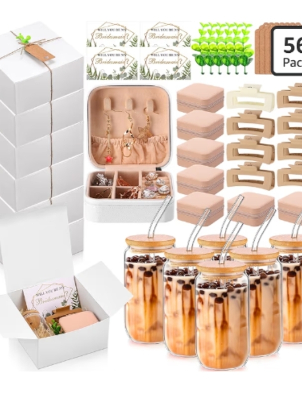 Beige Travel Jewelry Box Organizer - Compact Women’s Skincare Tool Case
